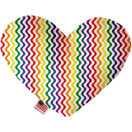 MIRAGE PET PRODUCTS Rainbow Fun Stripes Canvas Heart Dog Toy 8 in. 1114-CTYHT8